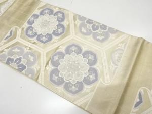 アンティーク　西陣あさぎ製　亀甲に華紋織り出し袋帯（材料）